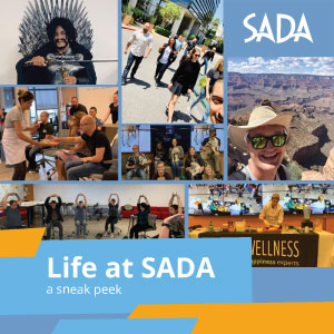 Photo collage of SADA employees at different events