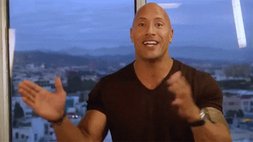 Animated picture of Dwayne Johnson clapping and rubbing his hands together