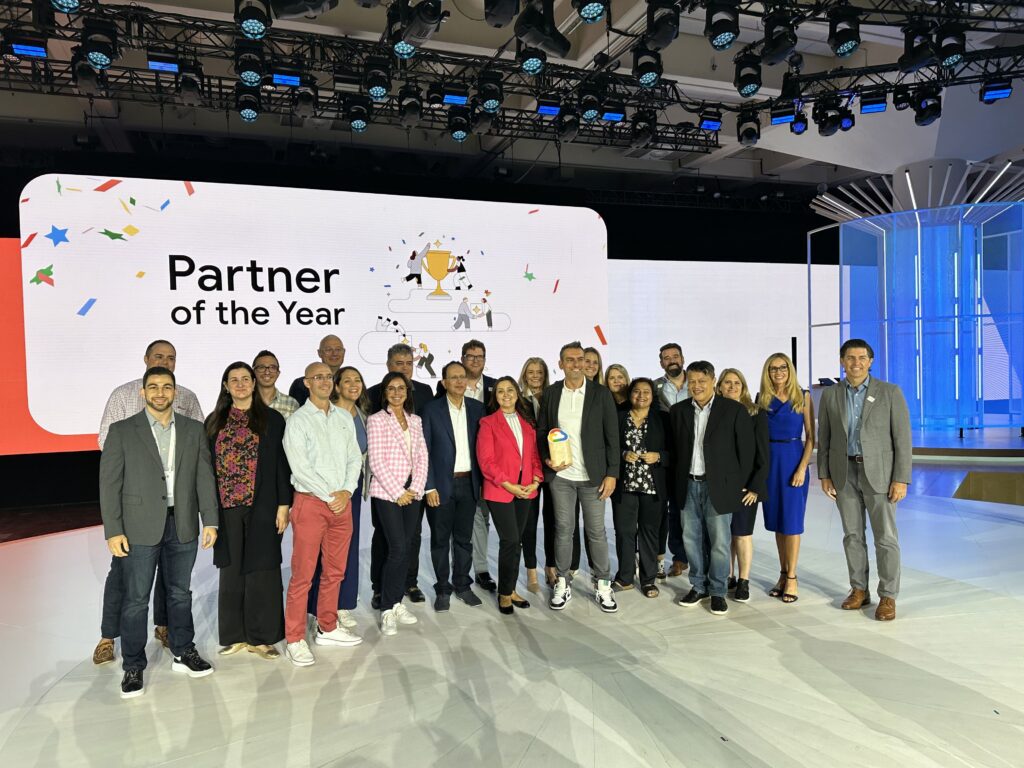 SADA CEO Tony Safoian and team accept the Google Cloud 2023 Global Sales Partner of the Year award at Google Cloud Next